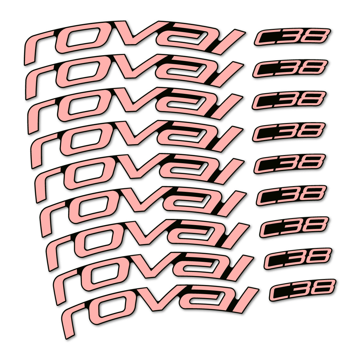 Stickers for Roval C38, Road Wheel 38mm vinyl decals - Salmon Pink