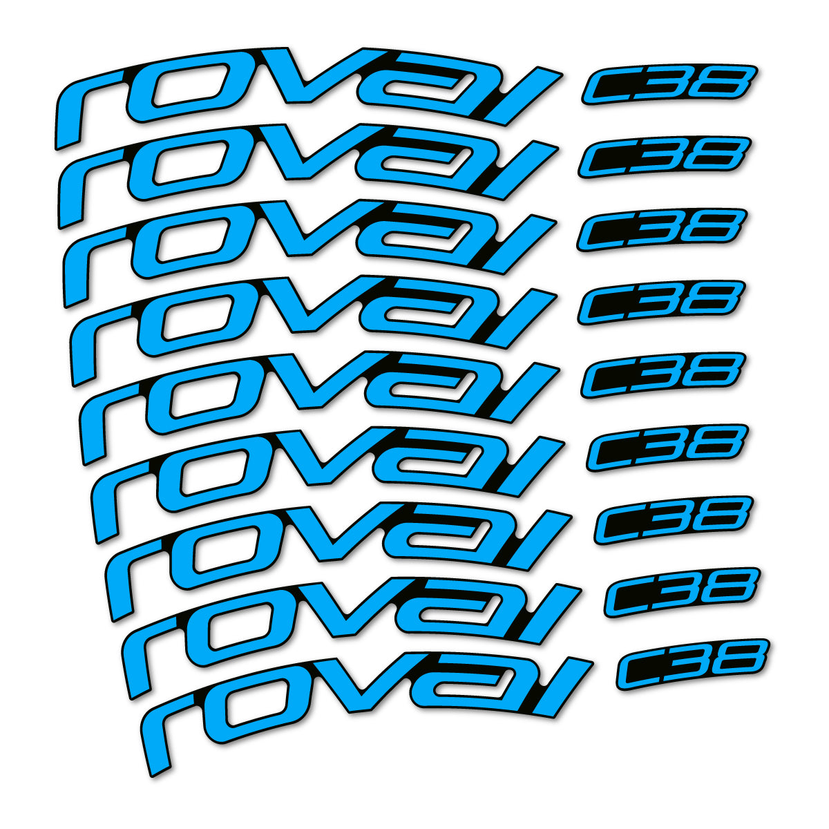 Stickers for Roval C38, Road Wheel 38mm vinyl decals - Light Blue