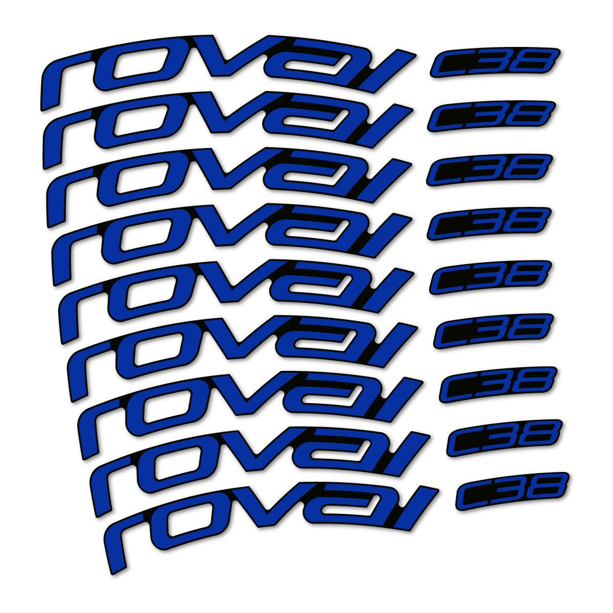 Stickers for Roval C38, Road Wheel 38mm vinyl decals - Ultramarine Blue