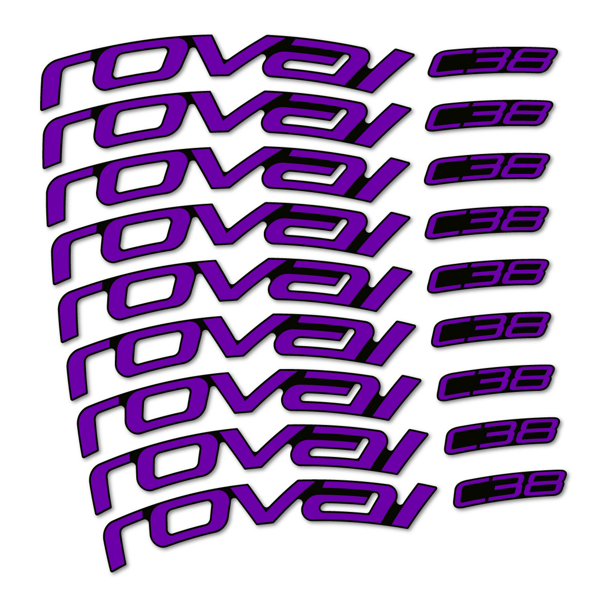 Stickers for Roval C38, Road Wheel 38mm vinyl decals - Violet