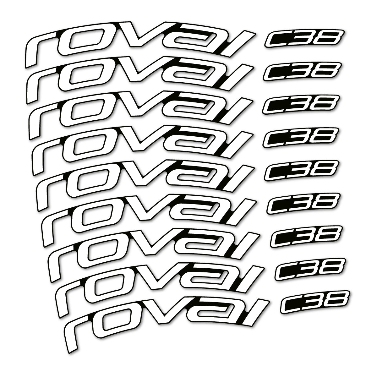 Stickers for Roval C38, Road Wheel 38mm vinyl decals - White