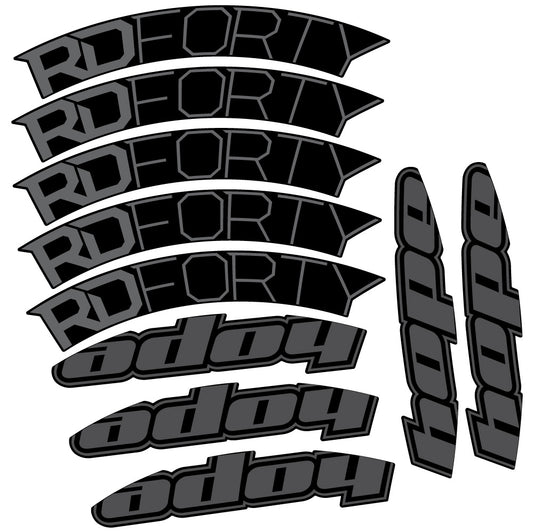 Trafc Grey decal for Hope RD Forty 2020 road wheel 40mm – bike sticker vinyl