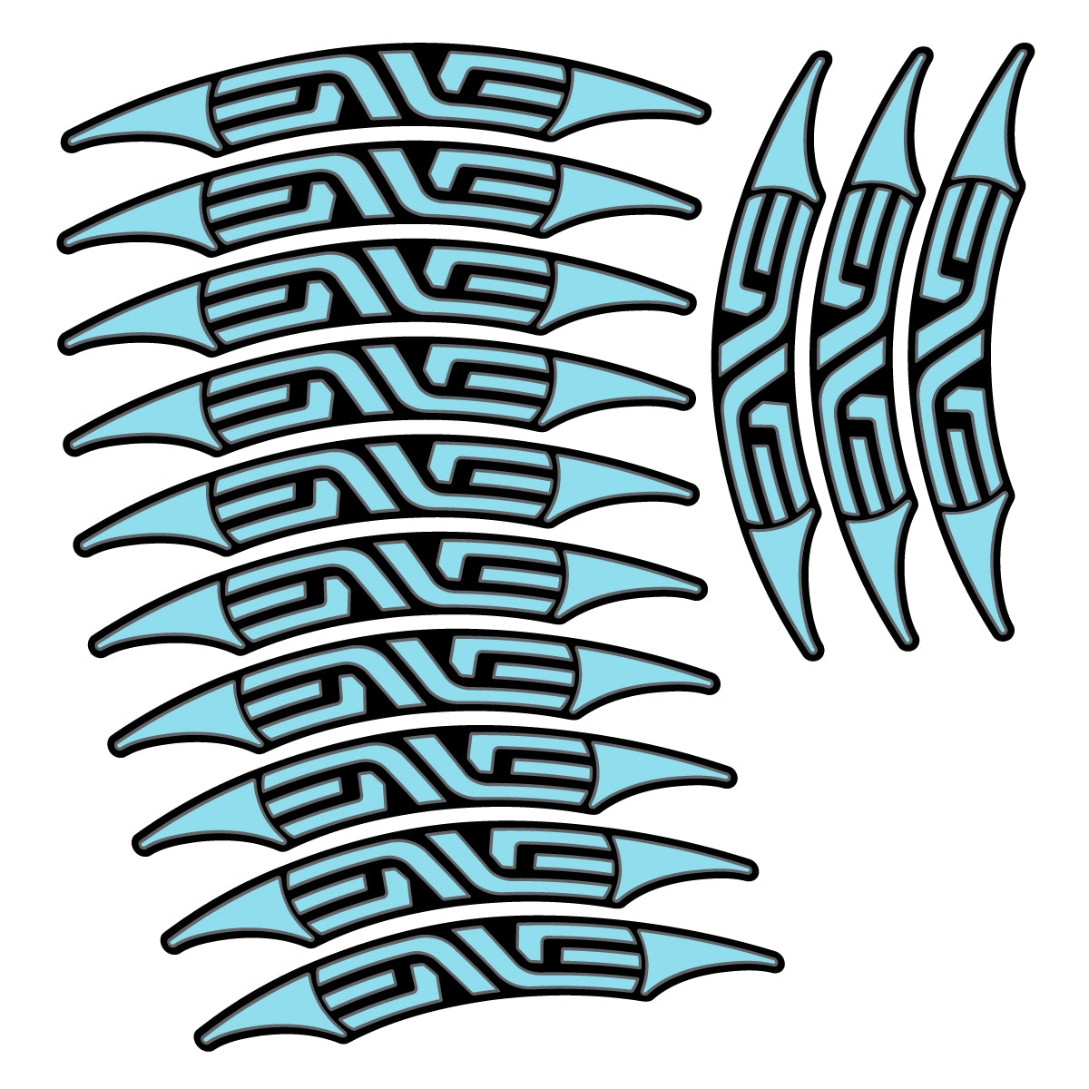 Stickers for Enve 45 Carbon Clincher 2011-2015, Road Wheel 45mm vinyl decals - Sky Blue