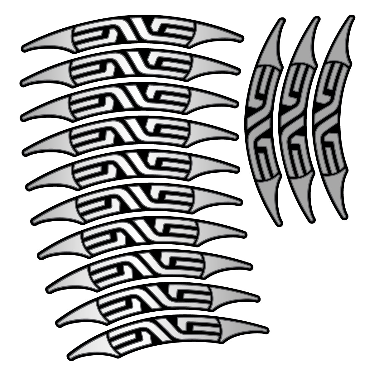 Stickers for Enve 45 Carbon Clincher 2011-2015, Road Wheel 45mm vinyl decals - Light Silver
