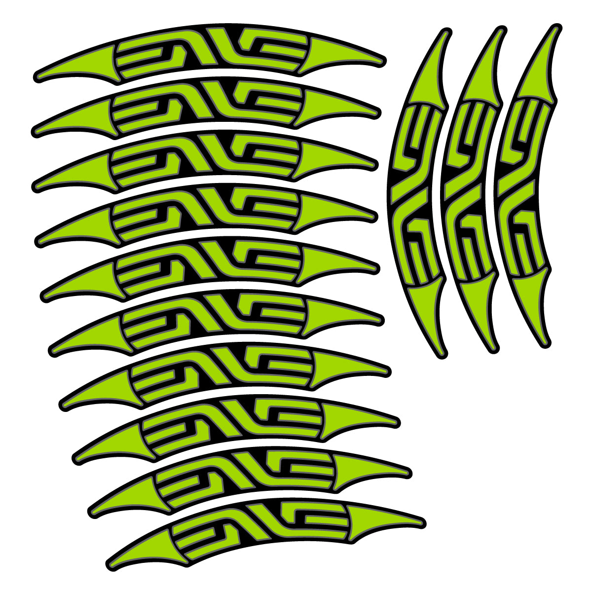Stickers for Enve 45 Carbon Clincher 2011-2015, Road Wheel 45mm vinyl decals - Lime Green