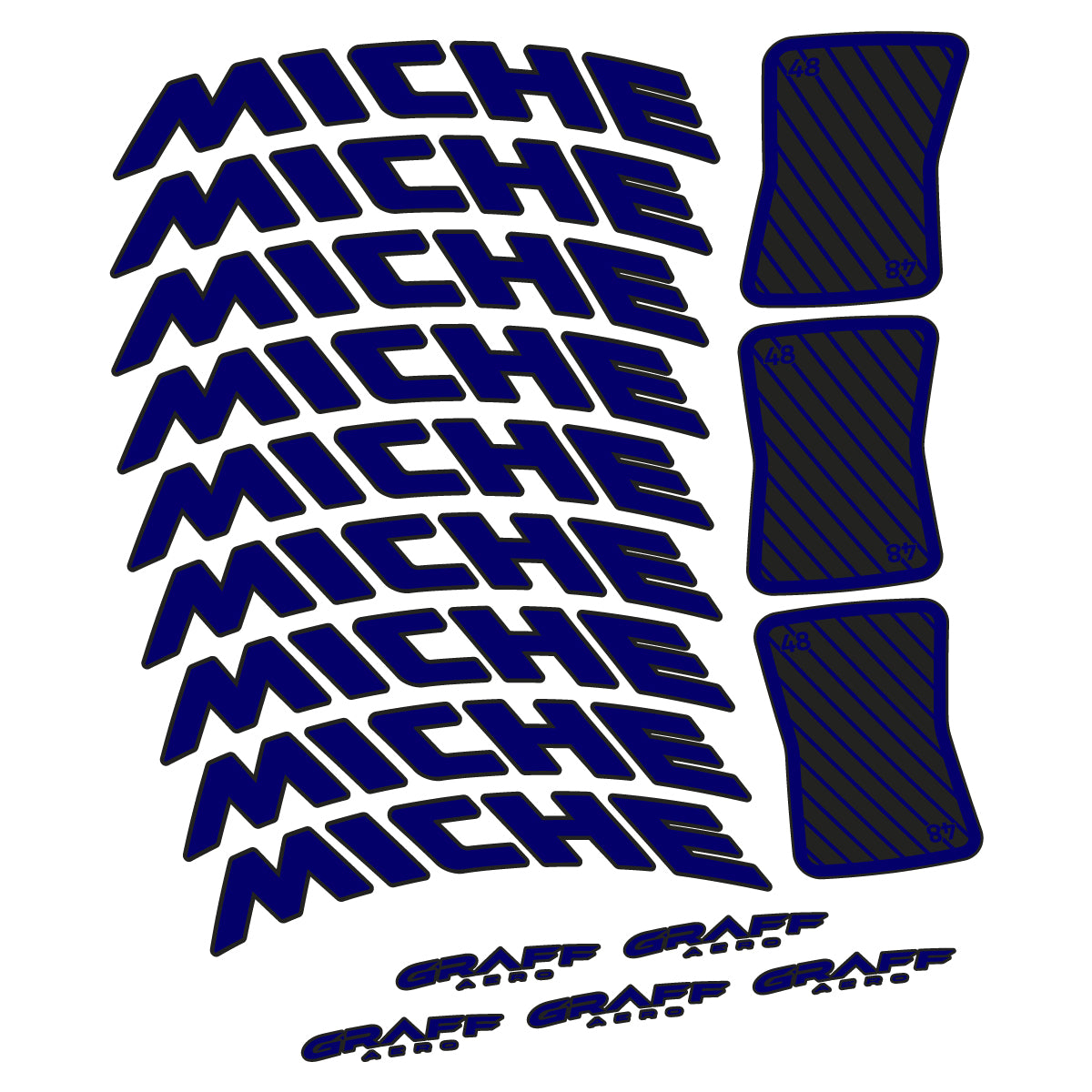 Compatible Stickers for Miche Graff Aero 48, Road Wheel 48mm vinyl decals - Scandinavian Blue