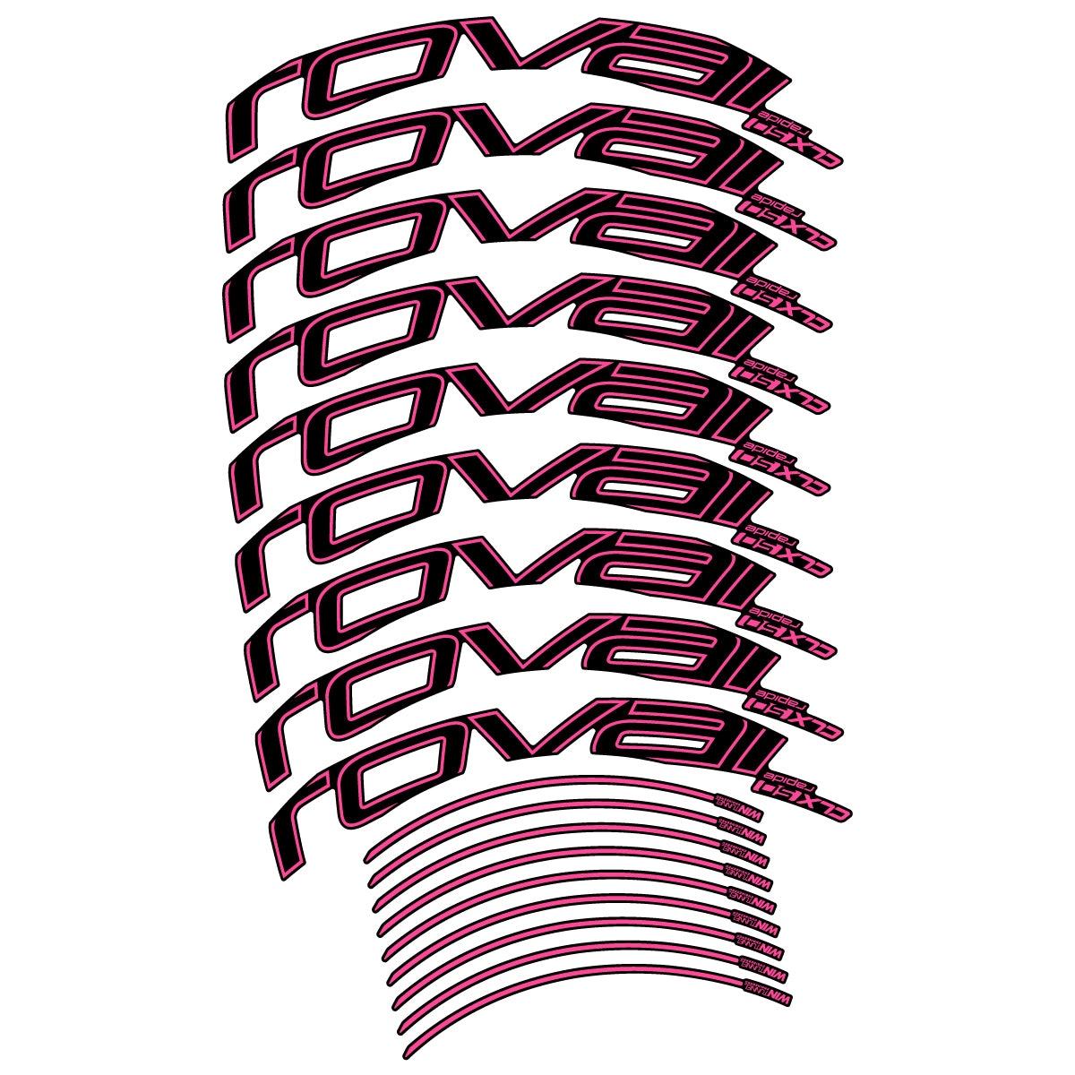 Compatible Stickers for Roval CLX50 Disc 2018-2025, Road Wheel 50mm vinyl decals - Bubblegum Pink