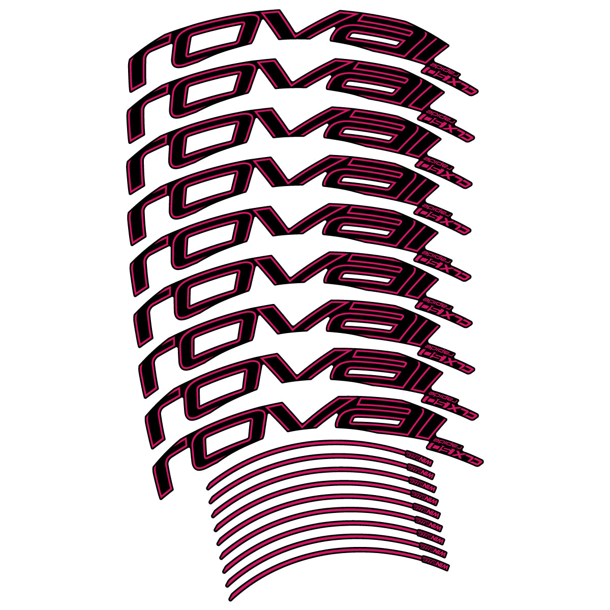 Compatible Stickers for Roval CLX50 Disc 2018-2025, Road Wheel 50mm vinyl decals - Dark Pink