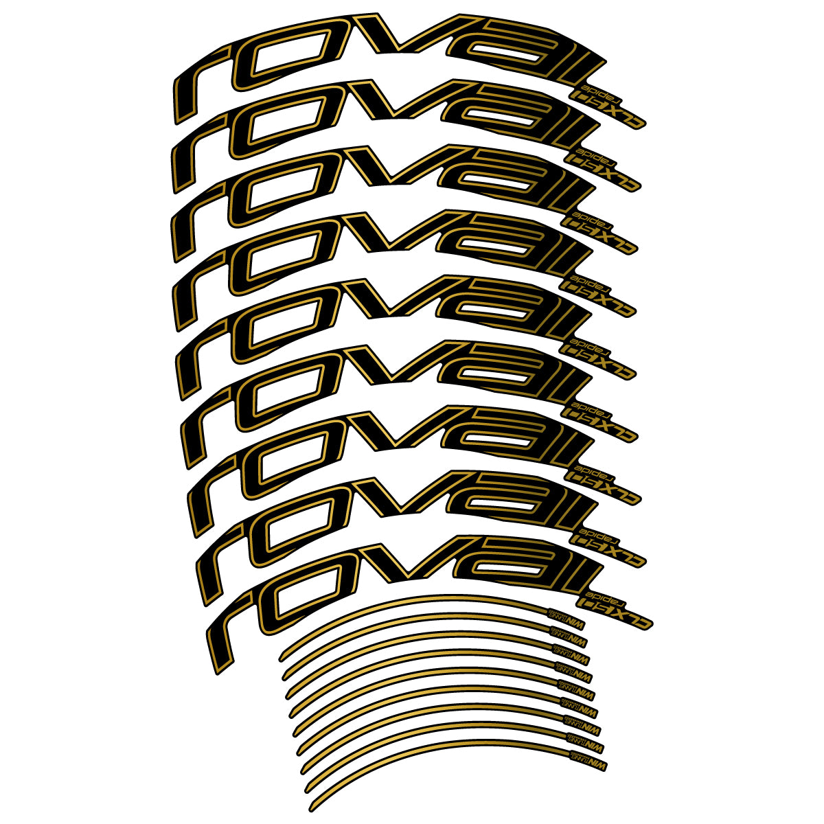 Compatible Stickers for Roval CLX50 Disc 2018-2025, Road Wheel 50mm vinyl decals - Gold