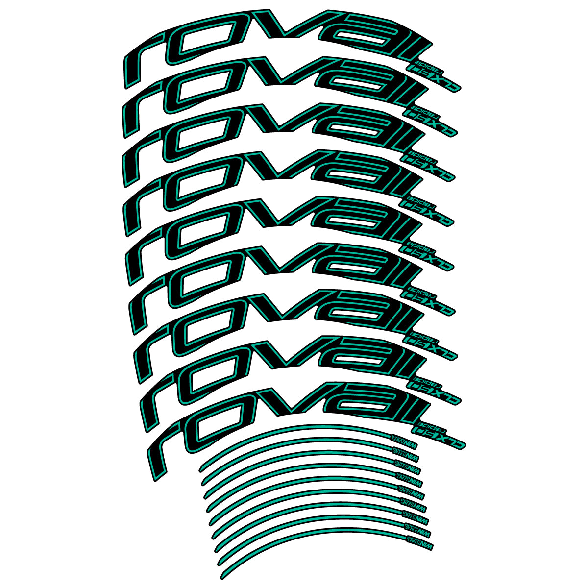 Compatible Stickers for Roval CLX50 Disc 2018-2025, Road Wheel 50mm vinyl decals - Green Turquoise