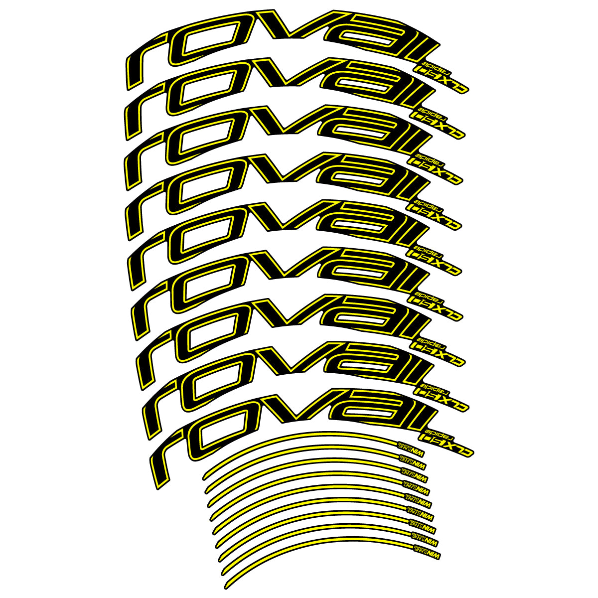 Compatible Stickers for Roval CLX50 Disc 2018-2025, Road Wheel 50mm vinyl decals - Lemon Yellow