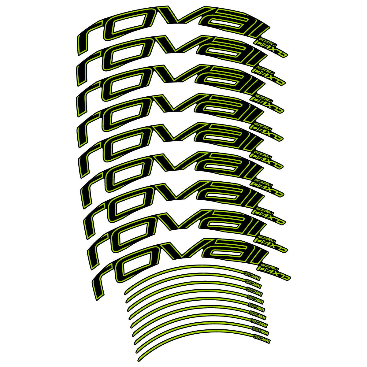 Compatible Stickers for Roval CLX50 Disc 2018-2025, Road Wheel 50mm vinyl decals - Lime Green