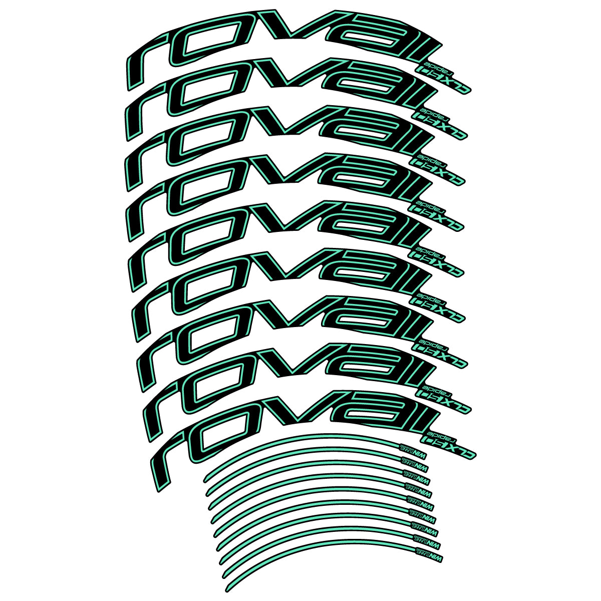Compatible Stickers for Roval CLX50 Disc 2018-2025, Road Wheel 50mm vinyl decals - Mint