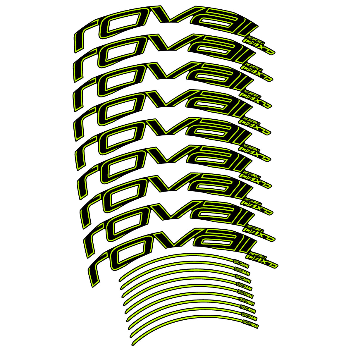 Compatible Stickers for Roval CLX50 Disc 2018-2025, Road Wheel 50mm vinyl decals - Lime Neon