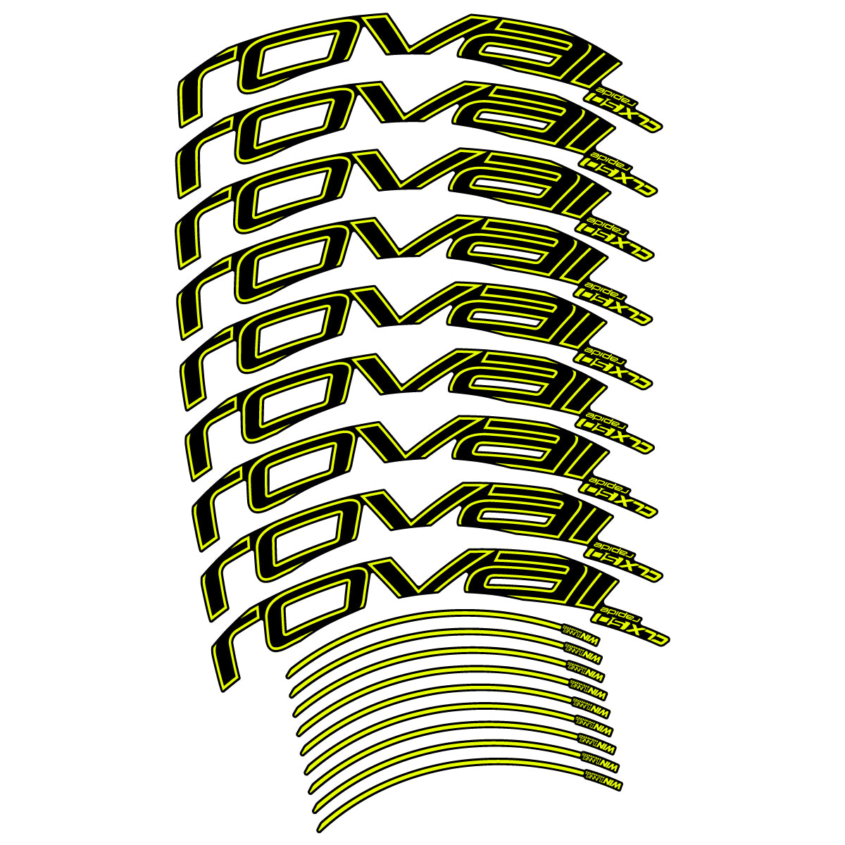 Compatible Stickers for Roval CLX50 Disc 2018-2025, Road Wheel 50mm vinyl decals - Neon Yellow