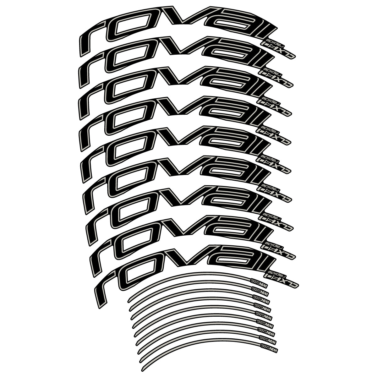 Compatible Stickers for Roval CLX50 Disc 2018-2025, Road Wheel 50mm vinyl decals - Light Grey