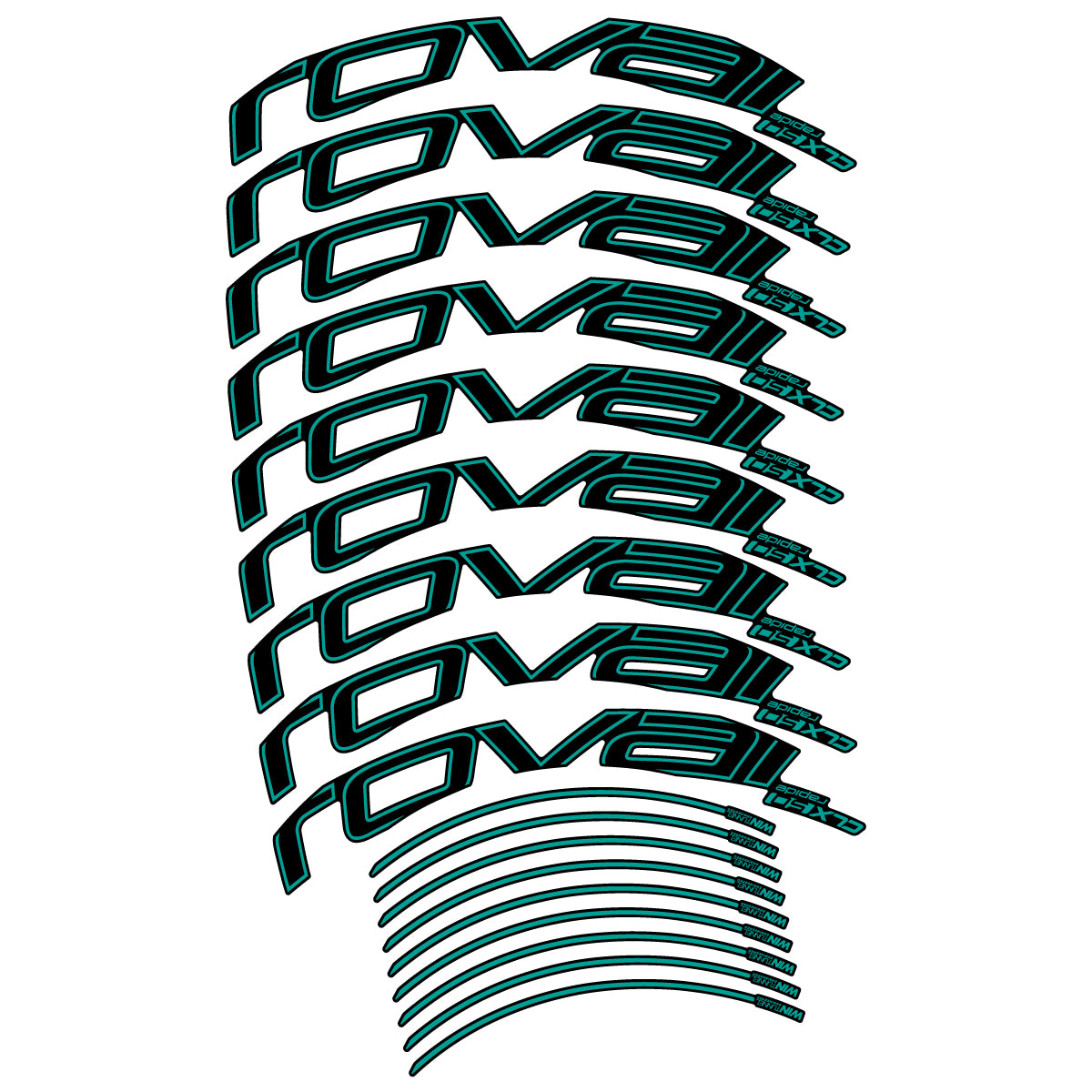 Compatible Stickers for Roval CLX50 Disc 2018-2025, Road Wheel 50mm vinyl decals - Petrol Turquoise