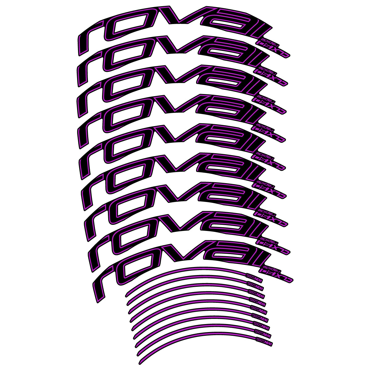 Compatible Stickers for Roval CLX50 Disc 2018-2025, Road Wheel 50mm vinyl decals - Violet Pink