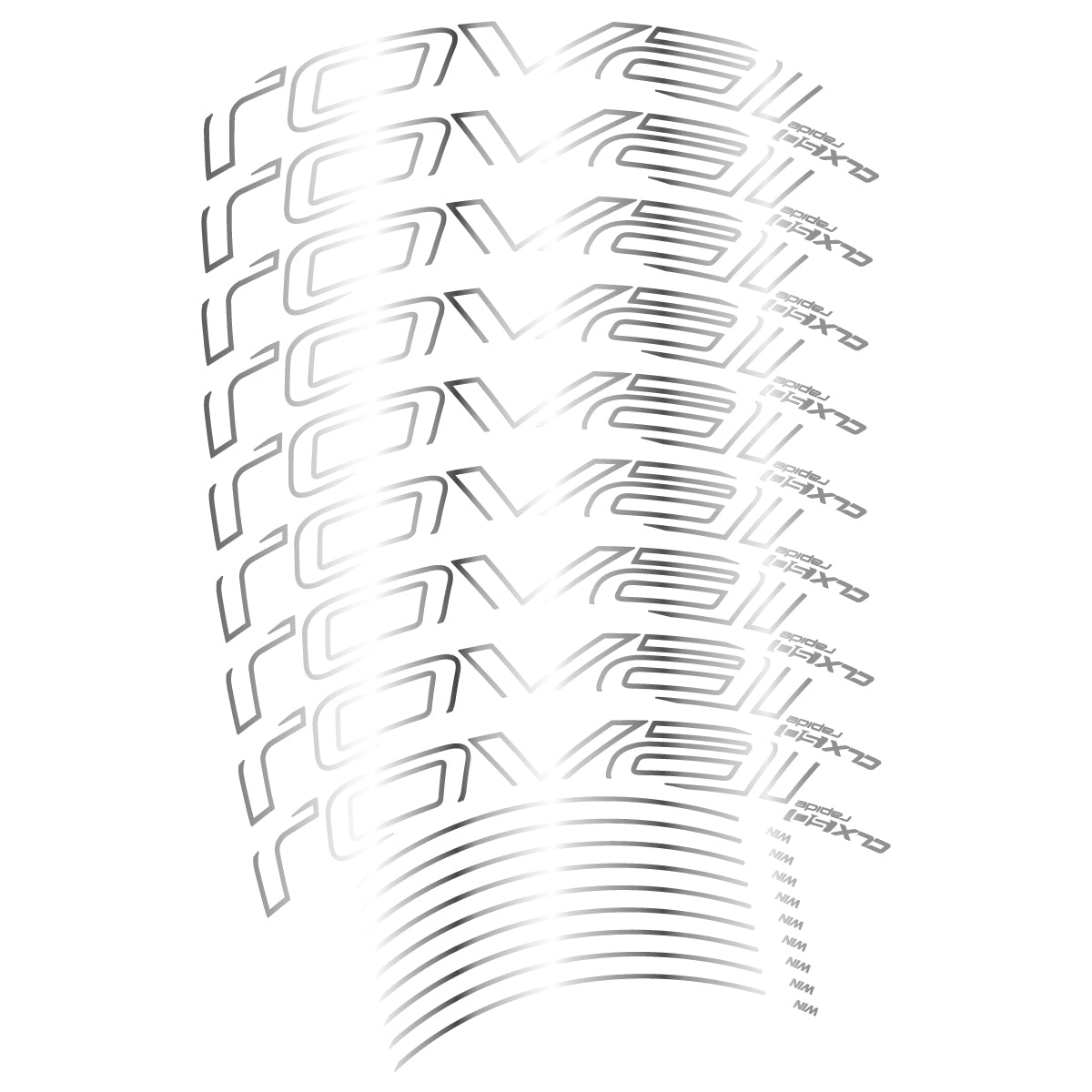 Compatible Stickers for Roval CLX50 Disc VEC 2018-2025, Road Wheel 50mm vinyl decals - Chrome Silver