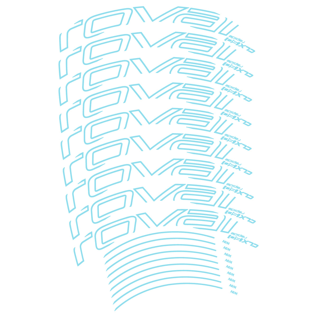 Compatible Stickers for Roval CLX50 Disc VEC 2018-2025, Road Wheel 50mm vinyl decals - Sky Blue