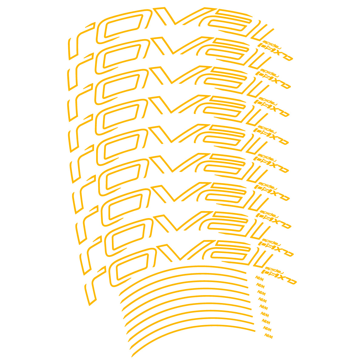 Compatible Stickers for Roval CLX50 Disc VEC 2018-2025, Road Wheel 50mm vinyl decals - Medium Yellow