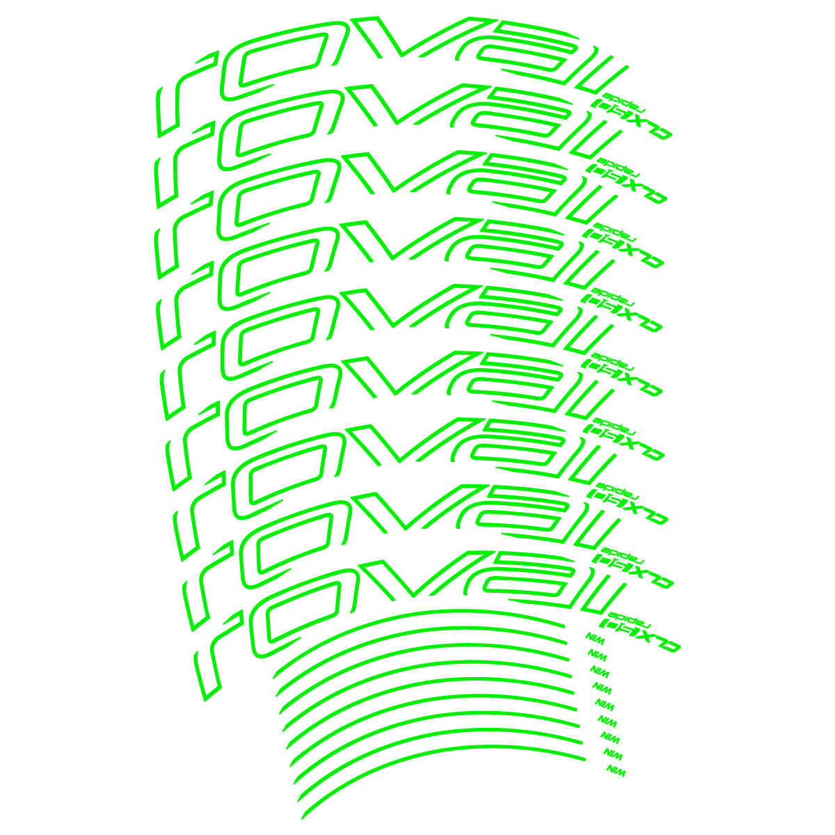 Compatible Stickers for Roval CLX50 Disc VEC 2018-2025, Road Wheel 50mm vinyl decals - Neon Green
