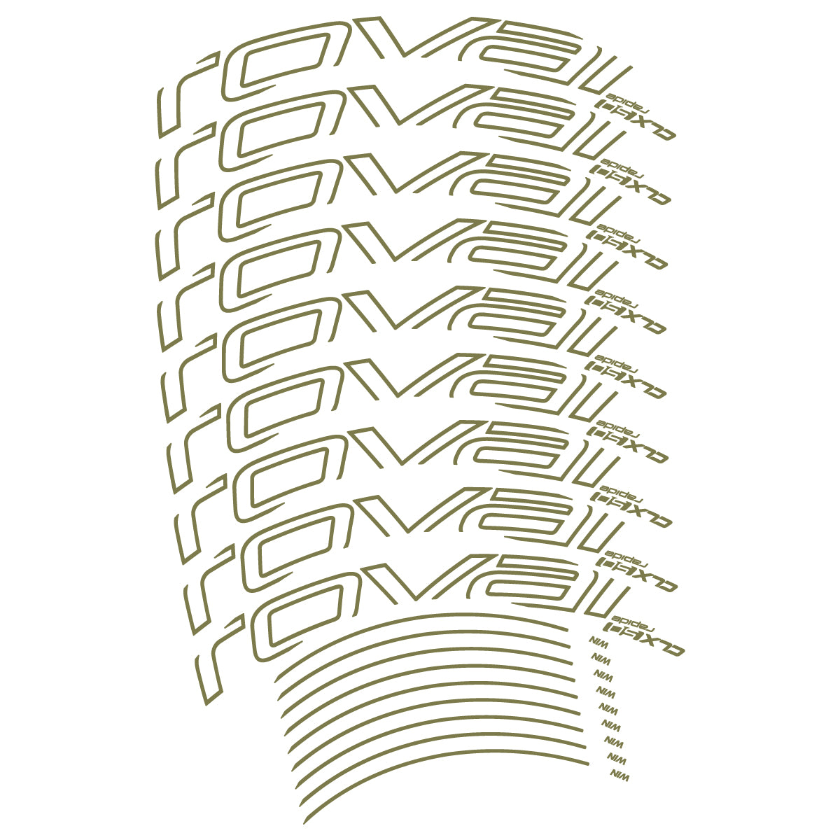 Compatible Stickers for Roval CLX50 Disc VEC 2018-2025, Road Wheel 50mm vinyl decals - Khaki
