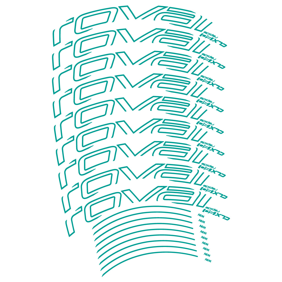Compatible Stickers for Roval CLX50 Disc VEC 2018-2025, Road Wheel 50mm vinyl decals - Petrol Turquoise