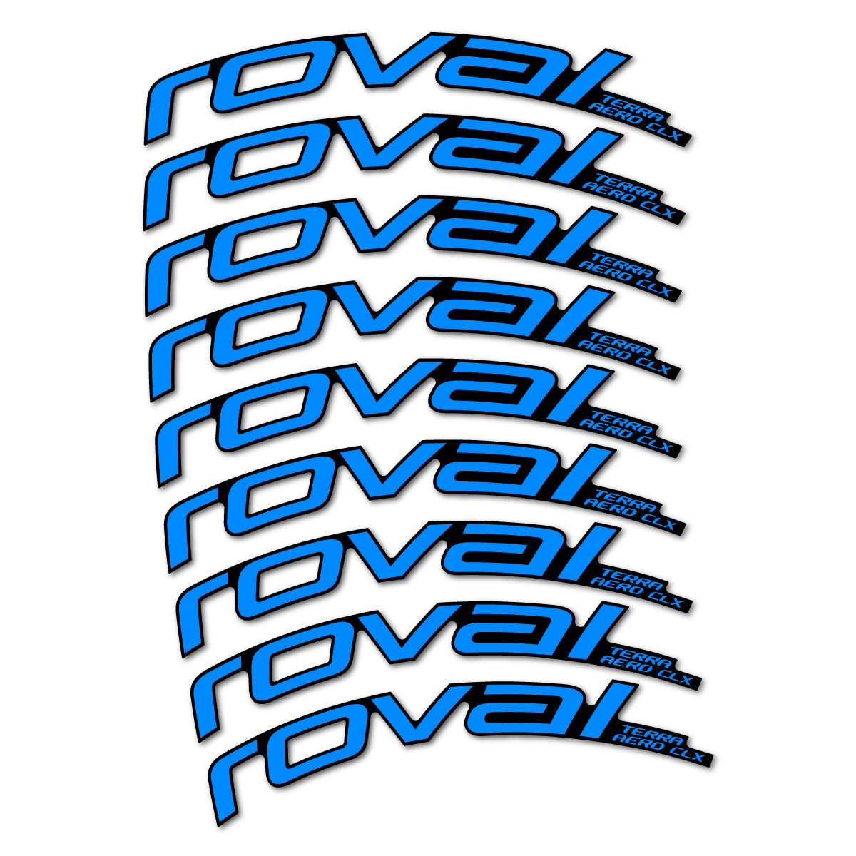 Stickers for Roval Terra Aero CLX 2026, Road Wheel 50/45 mm vinyl decals - Luminous Cyan