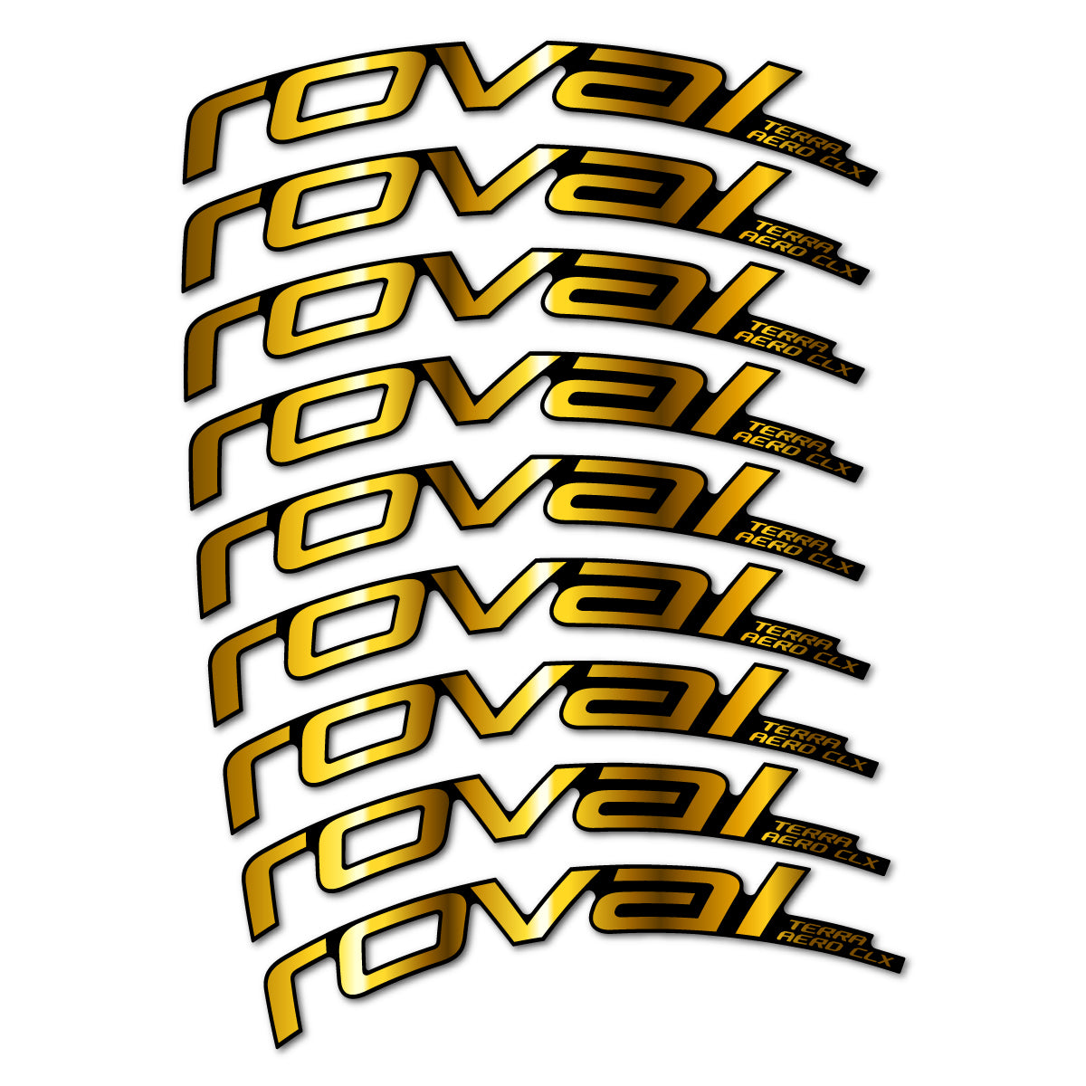 Stickers for Roval Terra Aero CLX 2026, Road Wheel 50/45 mm vinyl decals - Chrome Gold