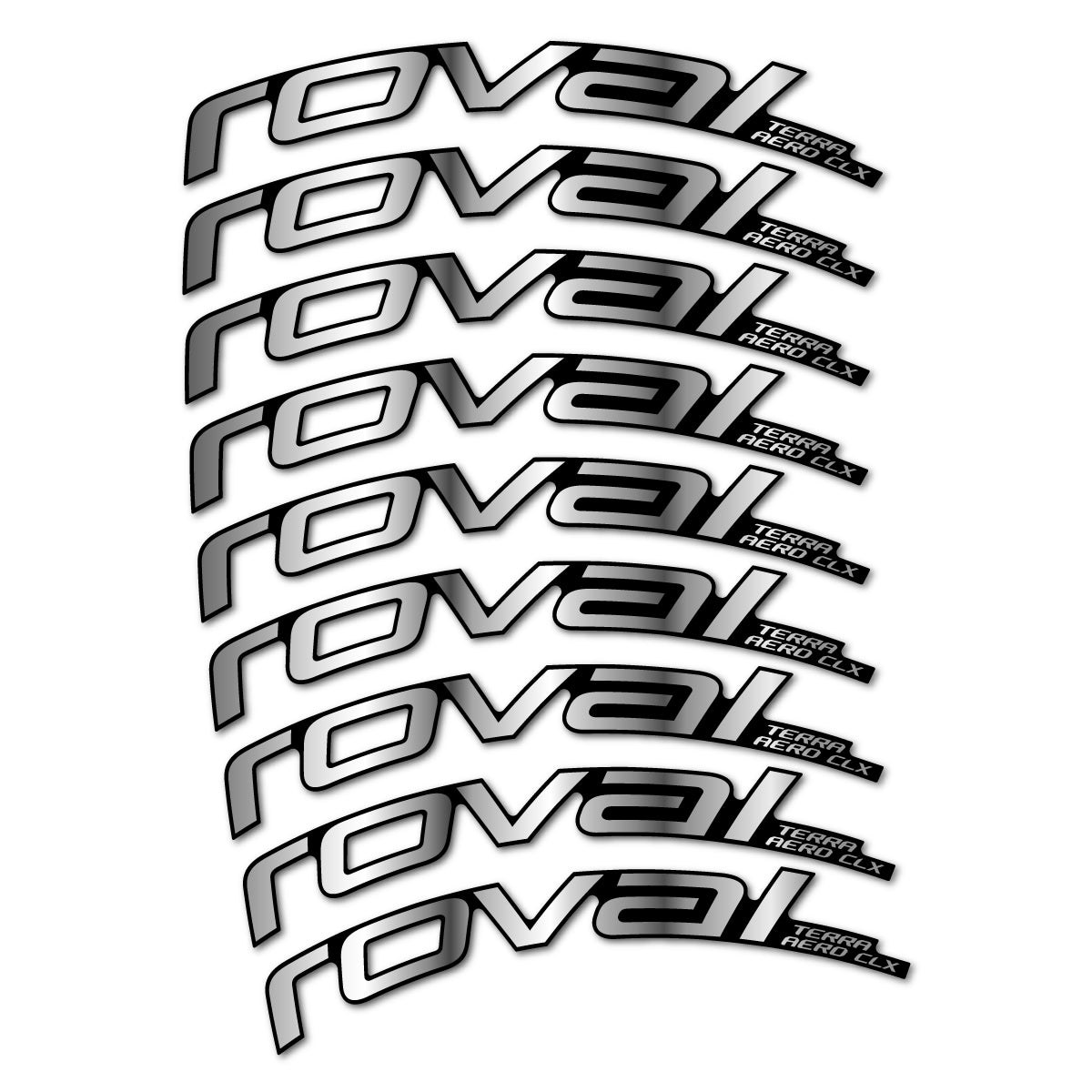 Stickers for Roval Terra Aero CLX 2026, Road Wheel 50/45 mm vinyl decals - Chrome Silver