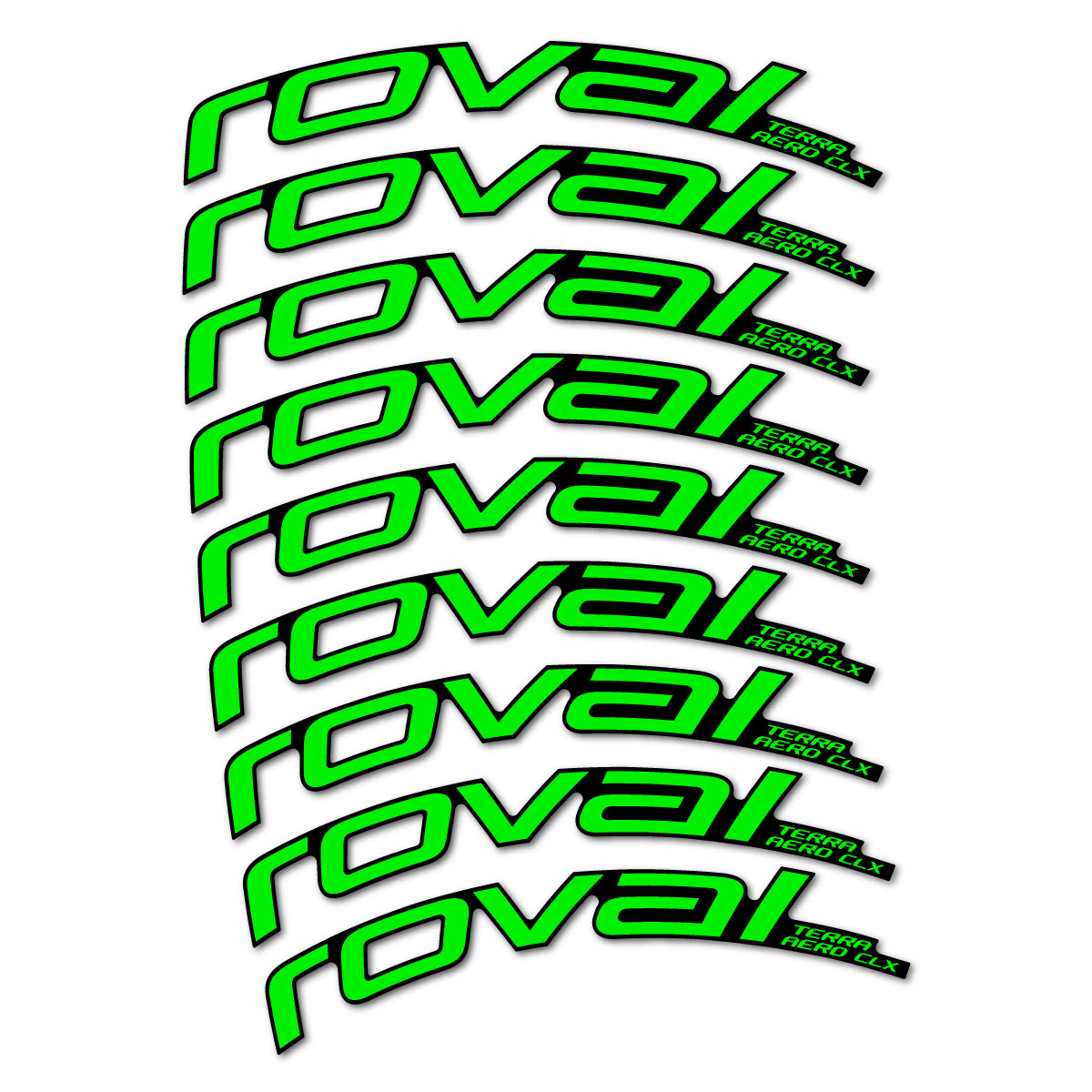 Stickers for Roval Terra Aero CLX 2026, Road Wheel 50/45 mm vinyl decals - Neon Green