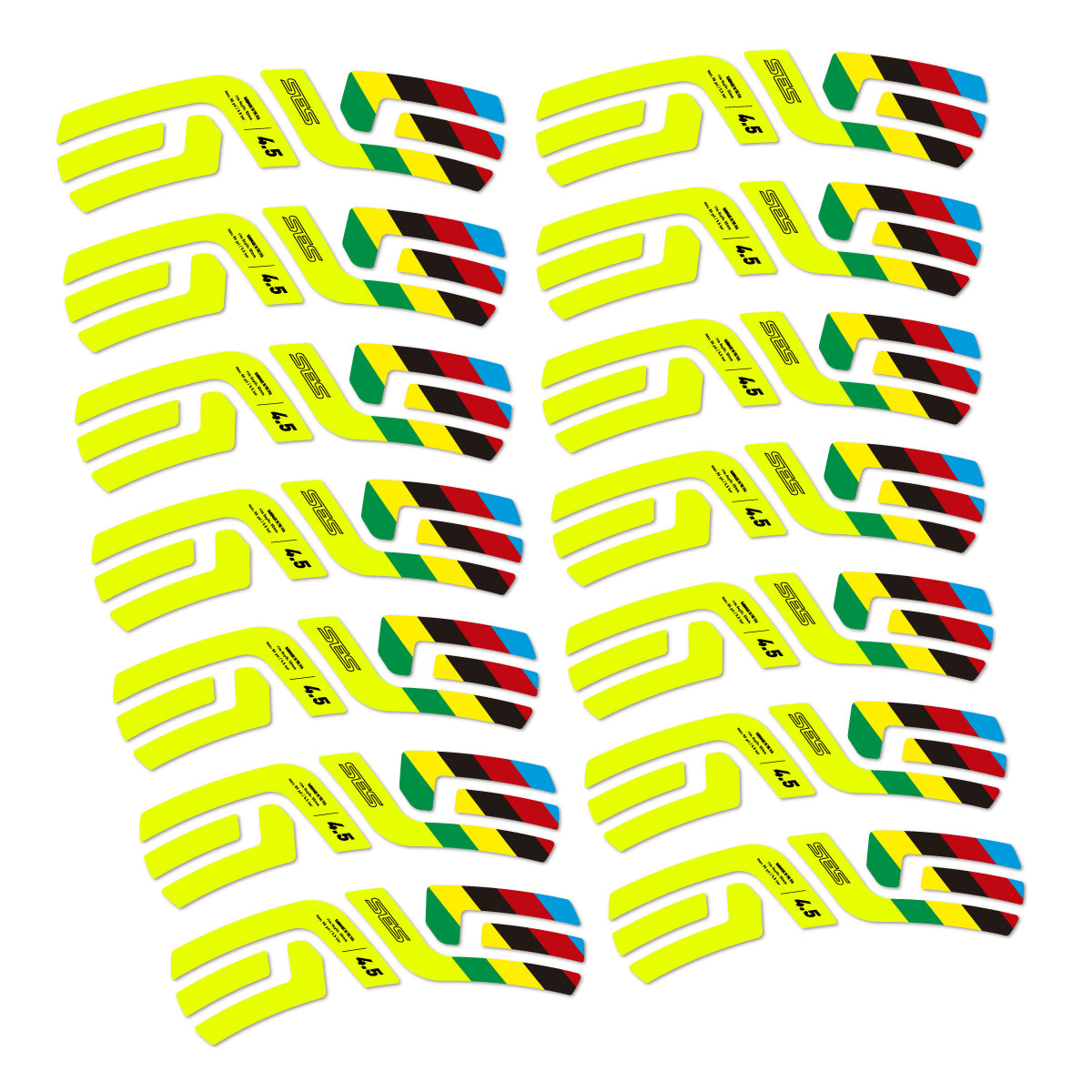 Stickers for ENVE SES 4.5 Disc 2022 World Champs, Road Wheel vinyl decals - Neon Yellow
