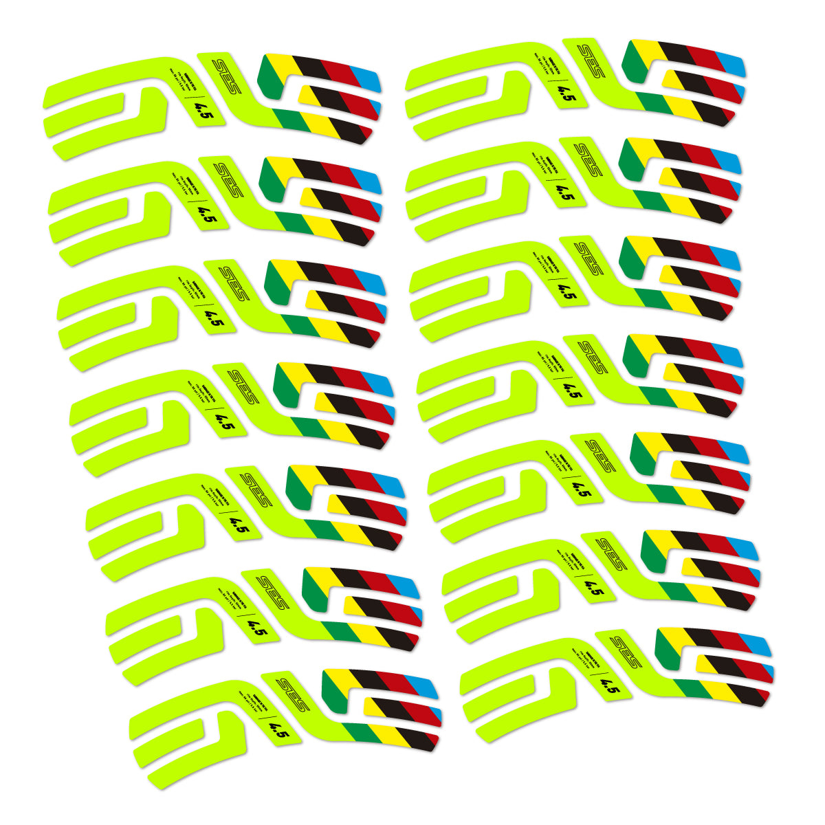 Stickers for ENVE SES 4.5 Disc 2022 World Champs, Road Wheel vinyl decals - Lime Neon