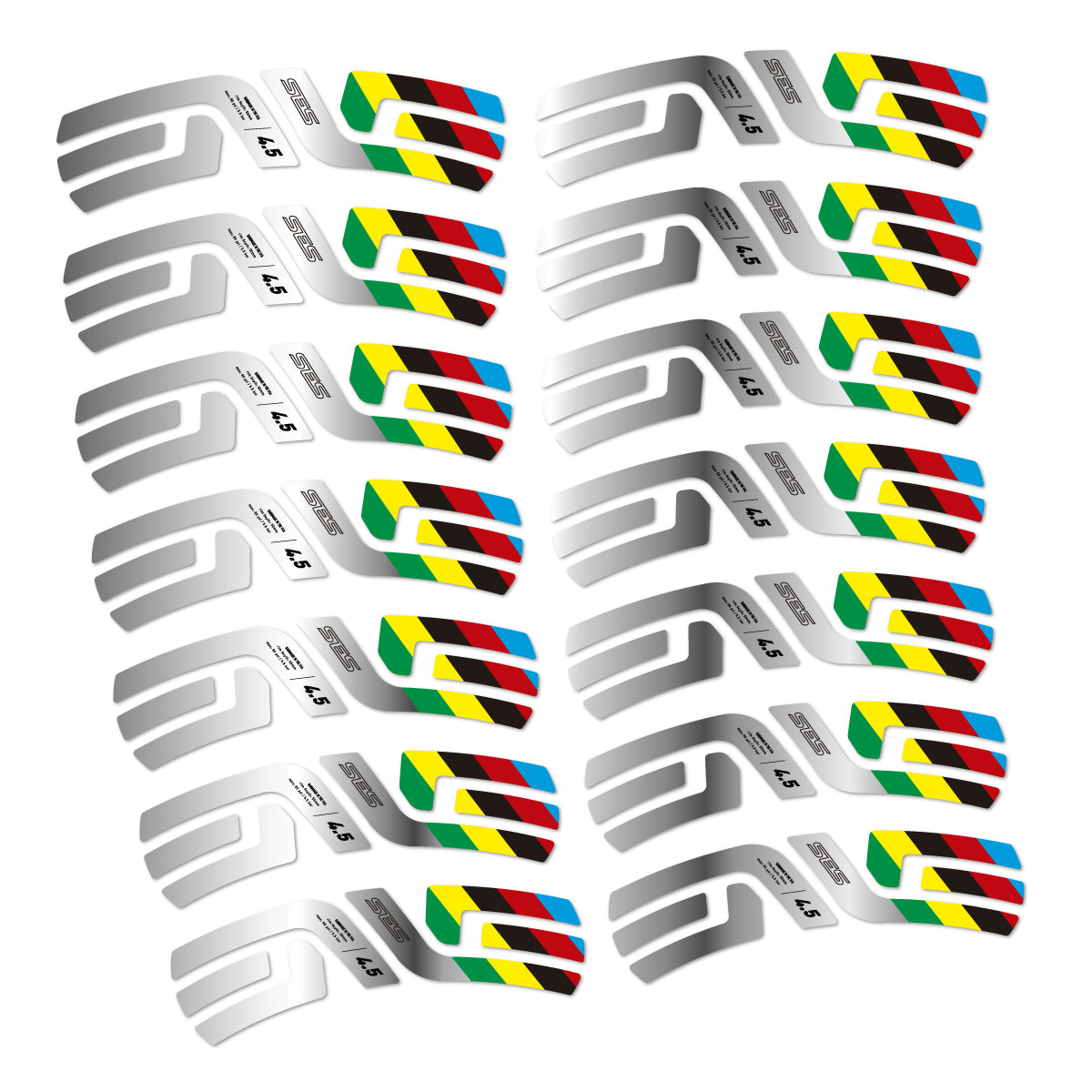 Stickers for ENVE SES 4.5 Disc 2022 World Champs, Road Wheel vinyl decals - Chrome Silver