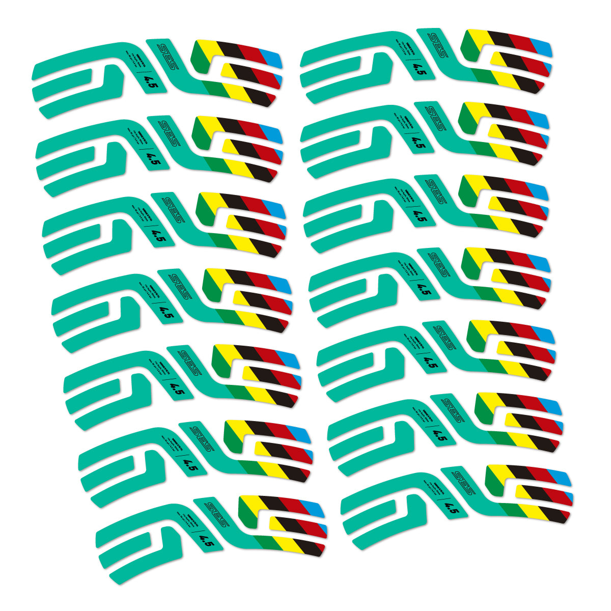 Stickers for ENVE SES 4.5 Disc 2022 World Champs, Road Wheel vinyl decals - Green Turquoise