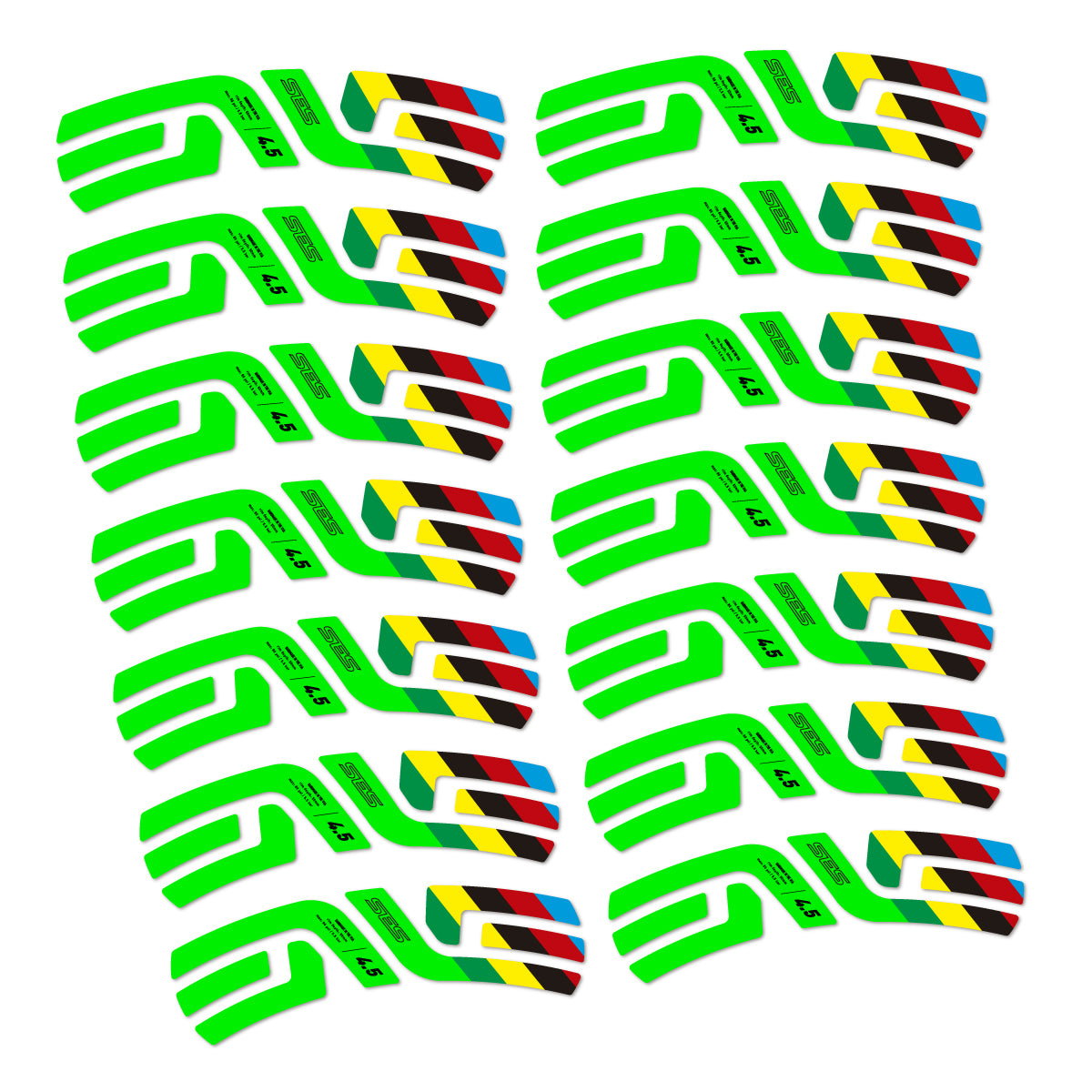 Stickers for ENVE SES 4.5 Disc 2022 World Champs, Road Wheel vinyl decals - Neon Green