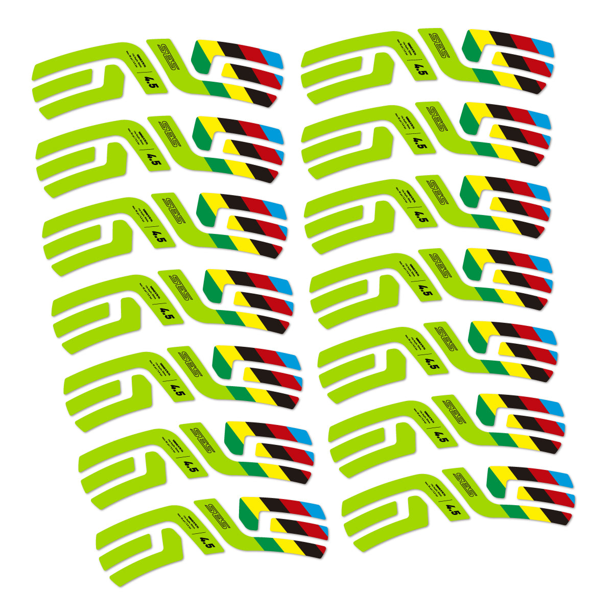 Stickers for ENVE SES 4.5 Disc 2022 World Champs, Road Wheel vinyl decals - Lime Green