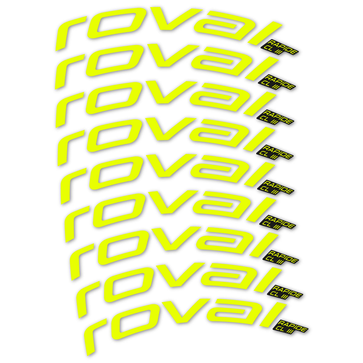 Stickers for Roval Rapide CL III 2026, Road Wheel 52mm vinyl decals - Neon Yellow