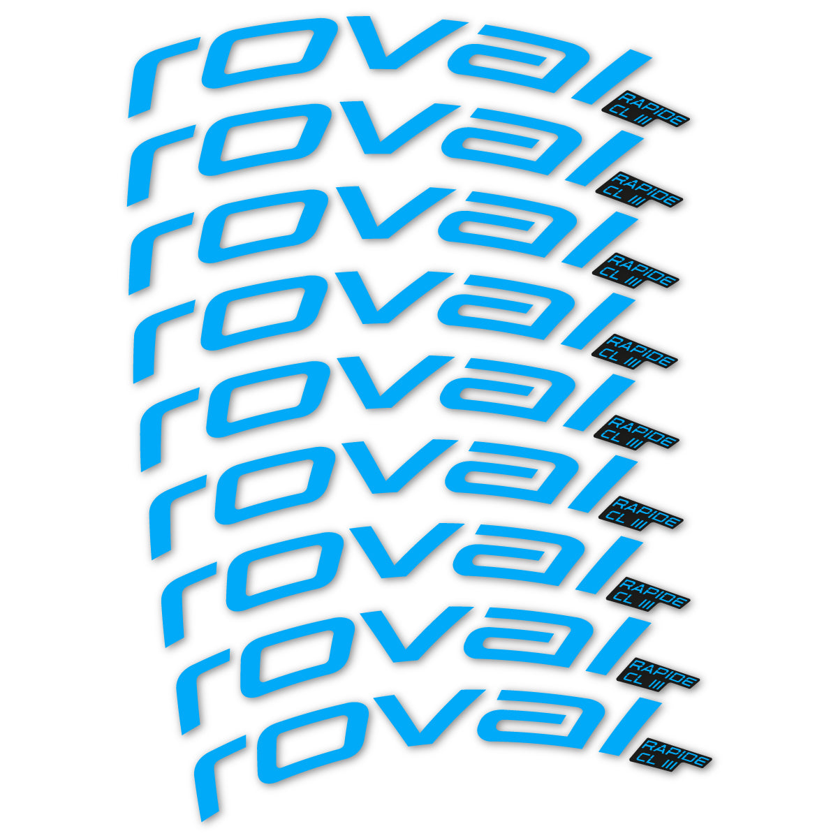 Stickers for Roval Rapide CL III 2026, Road Wheel 52mm vinyl decals - Light Blue