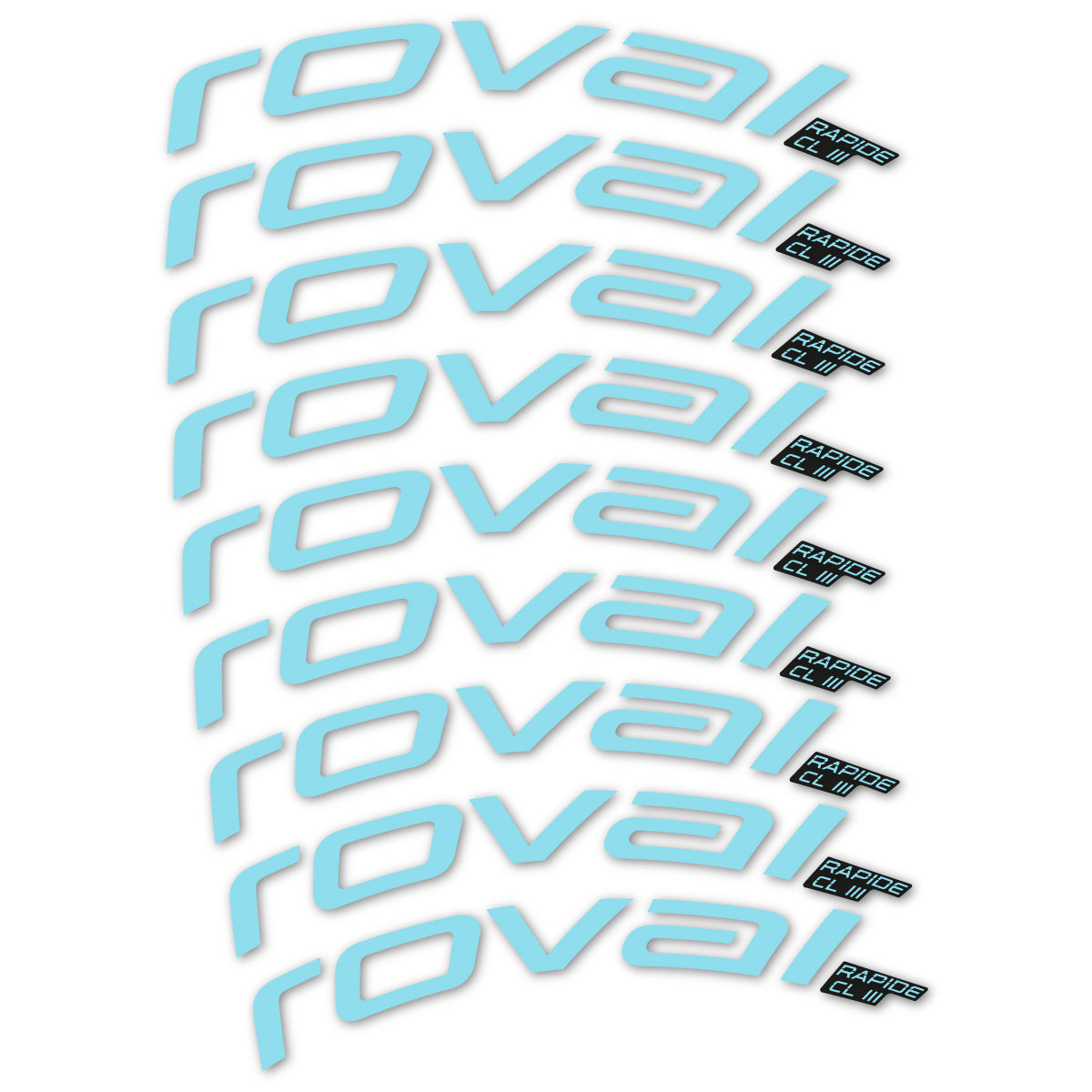 Stickers for Roval Rapide CL III 2026, Road Wheel 52mm vinyl decals - Sky Blue