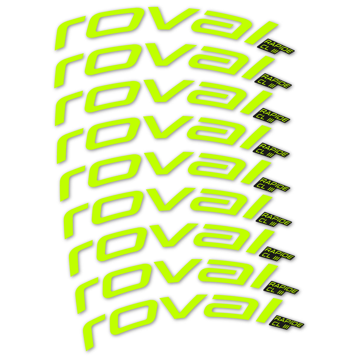 Stickers for Roval Rapide CL III 2026, Road Wheel 52mm vinyl decals - Lime Neon