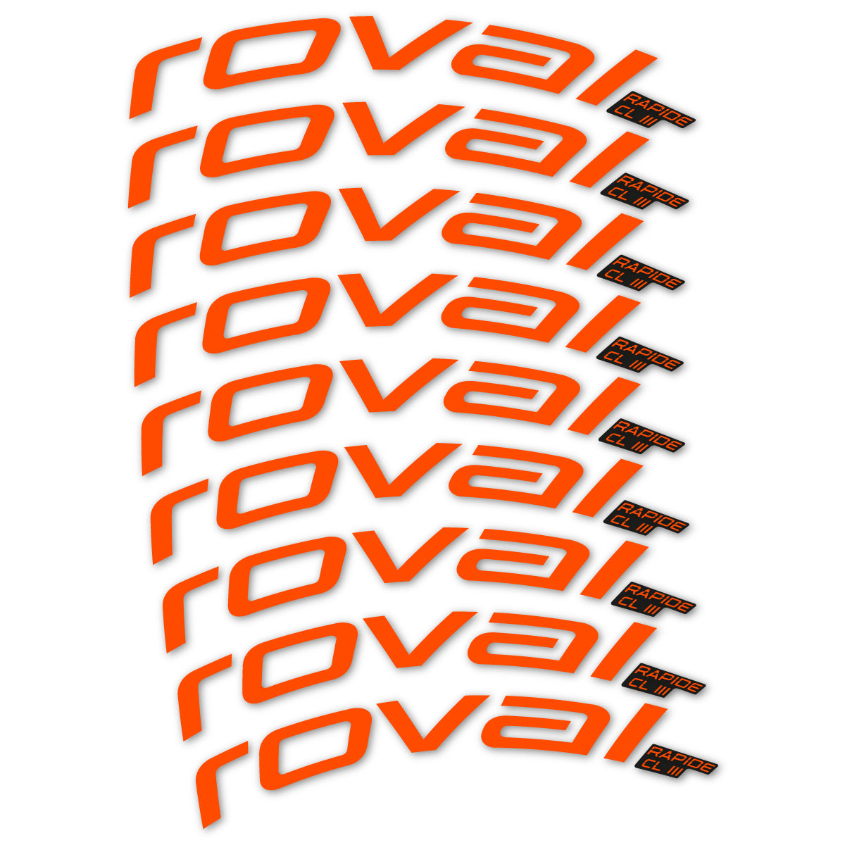 Stickers for Roval Rapide CL III 2026, Road Wheel 52mm vinyl decals - Orange Neon