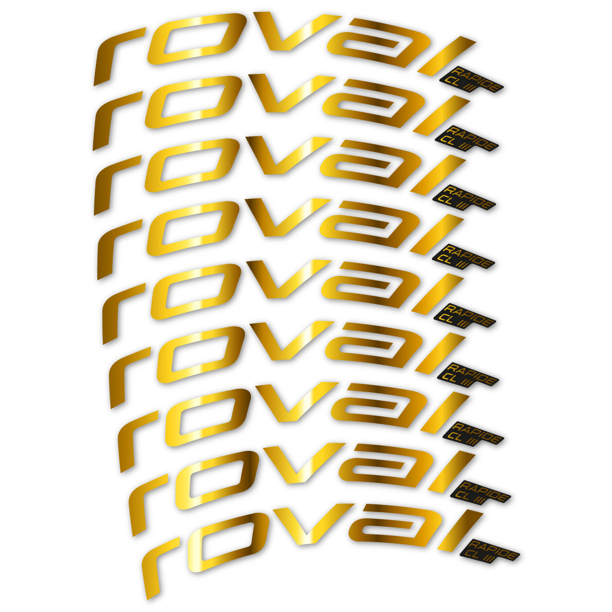 Stickers for Roval Rapide CL III 2026, Road Wheel 52mm vinyl decals - Chrome Gold