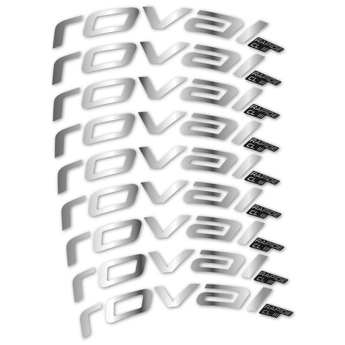 Stickers for Roval Rapide CL III 2026, Road Wheel 52mm vinyl decals - Chrome Silver