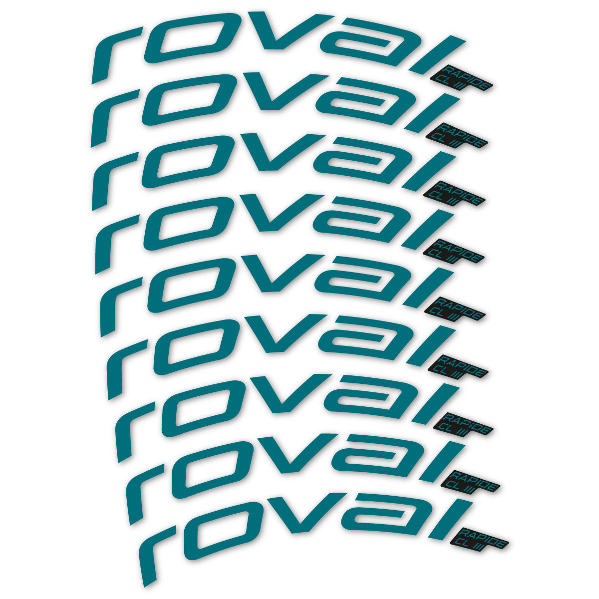 Stickers for Roval Rapide CL III 2026, Road Wheel 52mm vinyl decals - Dark Turquoise