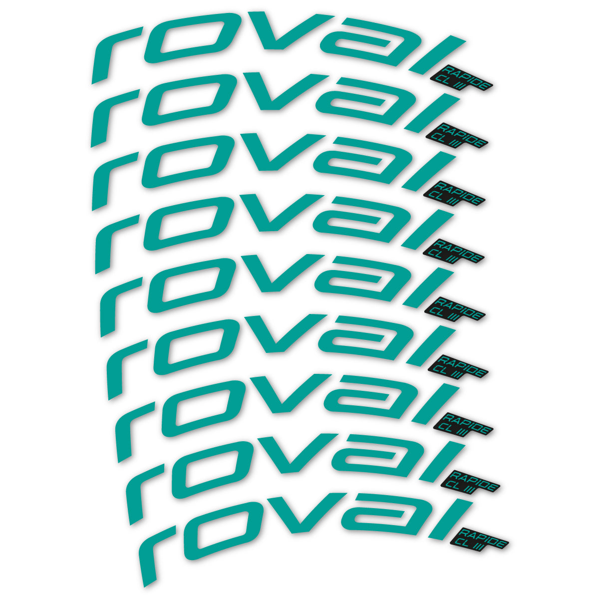 Stickers for Roval Rapide CL III 2026, Road Wheel 52mm vinyl decals - Petrol Turquoise