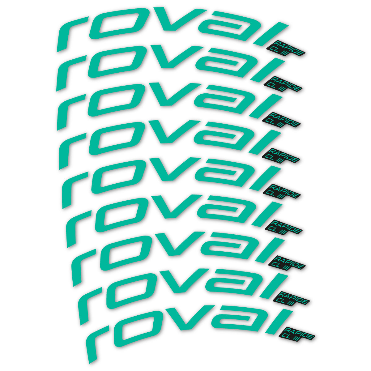 Stickers for Roval Rapide CL III 2026, Road Wheel 52mm vinyl decals - Green Turquoise