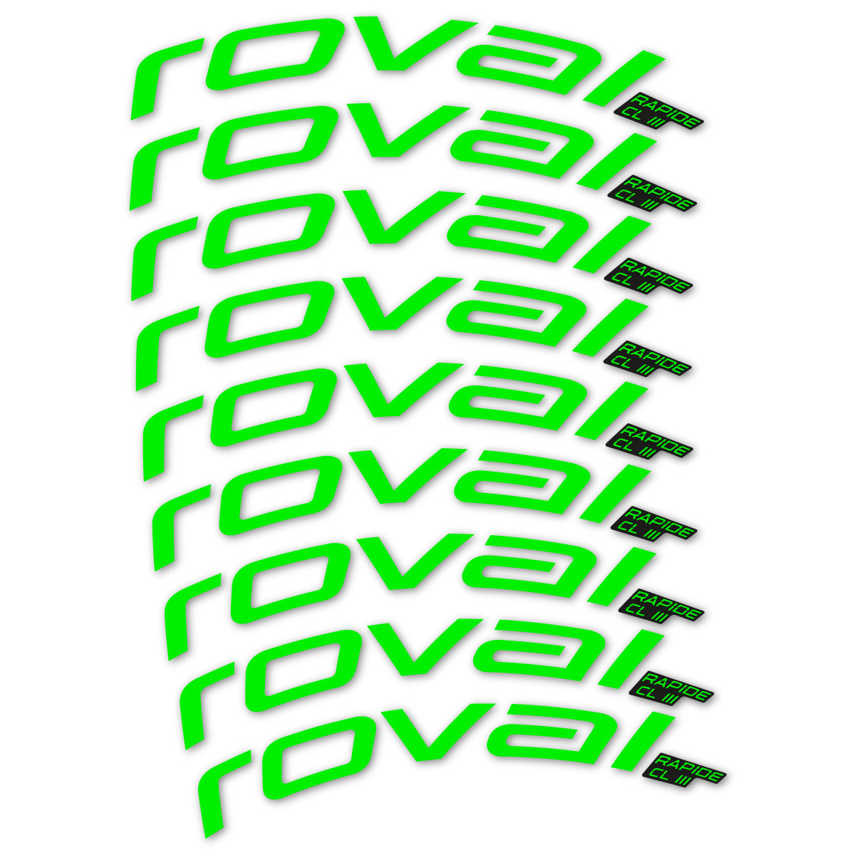 Stickers for Roval Rapide CL III 2026, Road Wheel 52mm vinyl decals - Neon Green