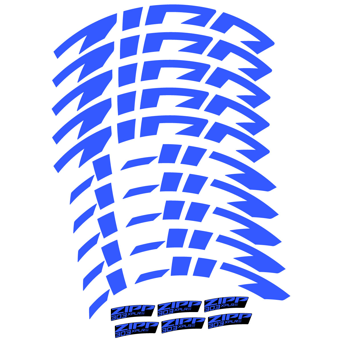 Compatible Stickers for Zipp 303 XPLR S, Road Wheel 54mm vinyl decals - Medium Blue